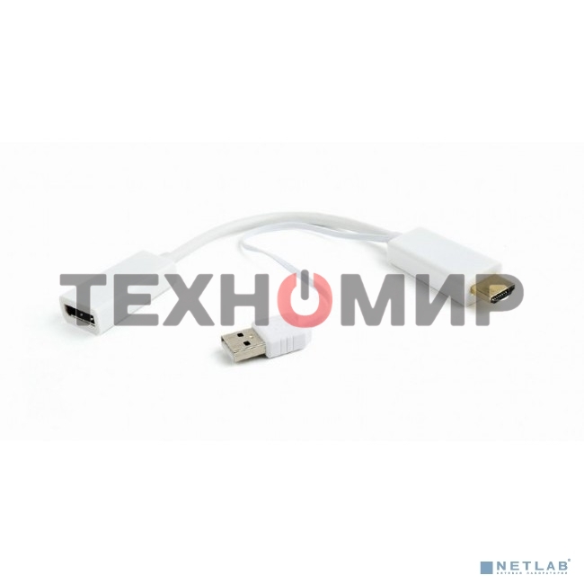 Конвертер HDMI->DisplayPort, Cablexpert DSC-HDMI-DP-W, HD19M+USBxHD20F, белый