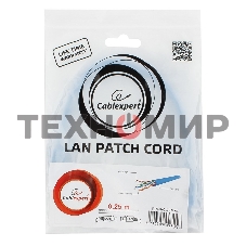 Патч-корд UTP Cablexpert cat.6, 0.25м, литой, многожильный, синий