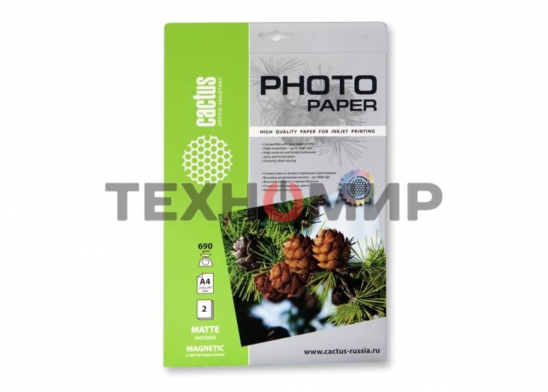 Фотобумага с магнитным слоем Cactus CS-MMA46902 матовая А4 690 г/м2 2 листа