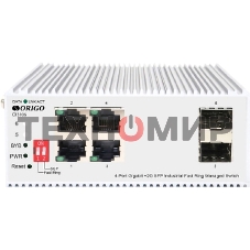 Коммутатор Managed L2 Industrial Fast Ring Switch 4x1000Base-T, 2x1000Base-X SFP, Surge 4KV, -40 to 75°C