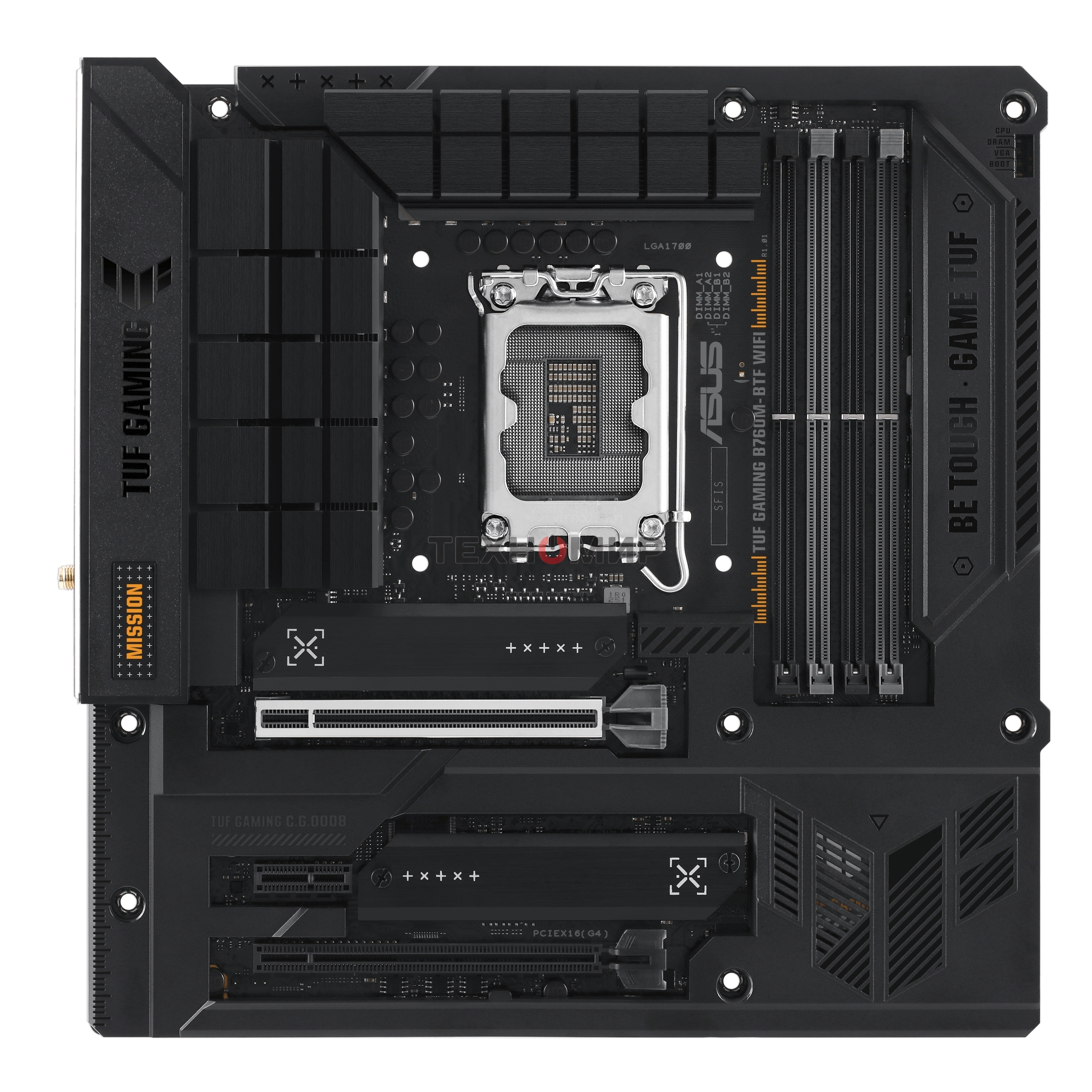 Материнская плата ASUS TUF GAMING B760M-BTF WIFI, LGA 1700, Intel B760, 4xDDR5, 4xSATA, 3xM.2, 1xPCIe 5.0 x16, 1xPCIe 4.0 x4, 1xPCIe x1, 1xDP, 1xHDMI, 1x 2.5Gb LAN, 1xUSB-A 3.2 Gen 2, 2xUSB-A 3.2 Gen 1, 4xUSB 2.0, 1xUSB-C 3.2 Gen 1, 1xUSB-C 3.2 Gen 2, 1xU