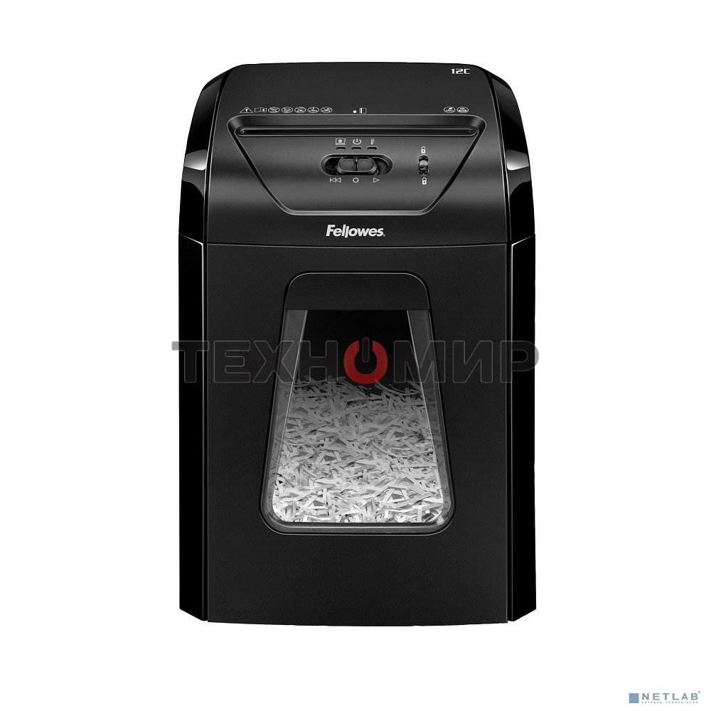Шредер Fellowes PowerShred 12C FS-71201 DIN P-4, 4х40мм, 12лст., 18лтр.,Safety Lock