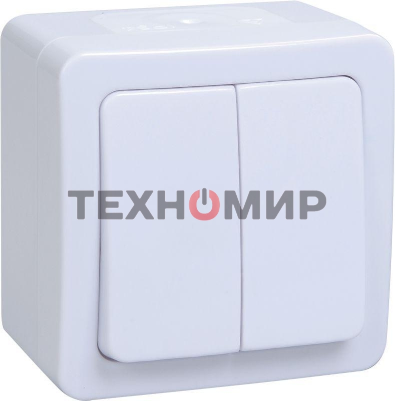 Выкл 2кл о/у IP54 (цвет клавиши:белый) ГЕРМЕС PLUS IEK EVMP20-K01-10-54-EC ВС20-2-0-ГПБ