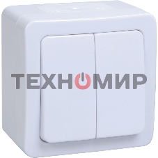 Выкл 2кл о/у IP54 (цвет клавиши:белый) ГЕРМЕС PLUS IEK EVMP20-K01-10-54-EC ВС20-2-0-ГПБ