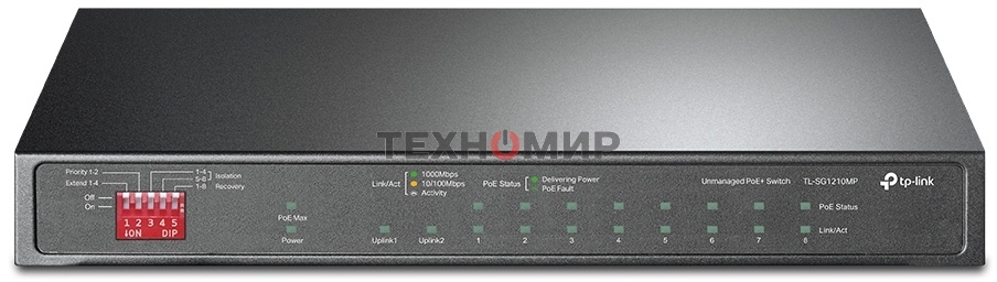 Коммутатор настольный TP-Link TL-SG1210MP 10-портовый гигабитный на 8 портов PoE+