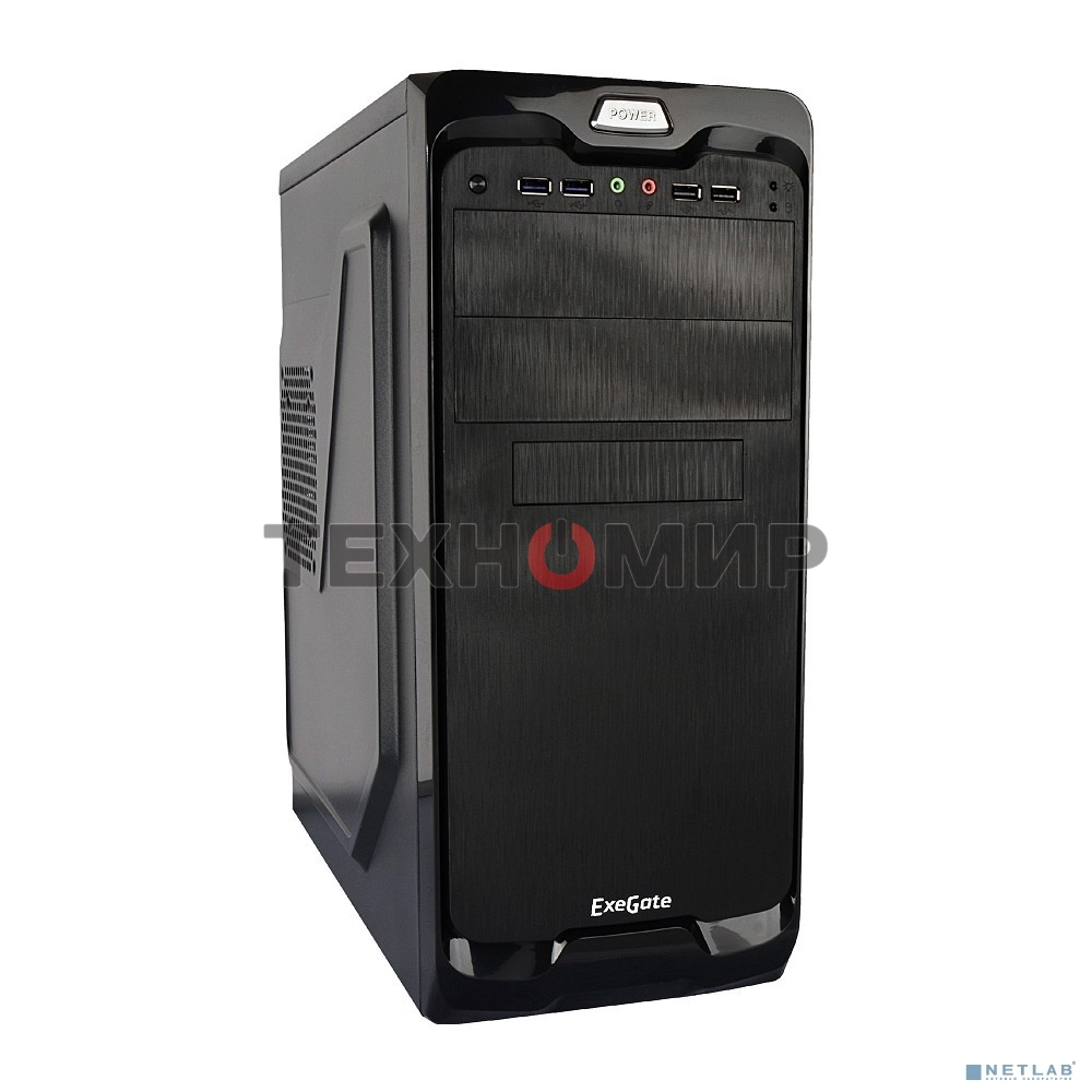 Компьютерный корпус Miditower ExeGate UN-604 Black, ATX, (UN500, 120мм) 2хUSB+2хUSB 3.0, Audio