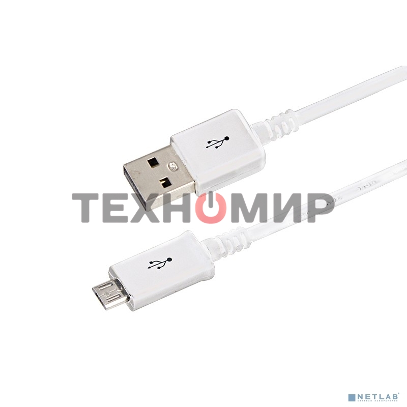 Кабель Rexant USB кабель microUSB длинный штекер 1М белый