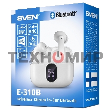 Беспроводные внутриканальные наушники с микрофоном Sven E-310B, белый (Bluetooth, TWS, ANC, ENC, APP)
