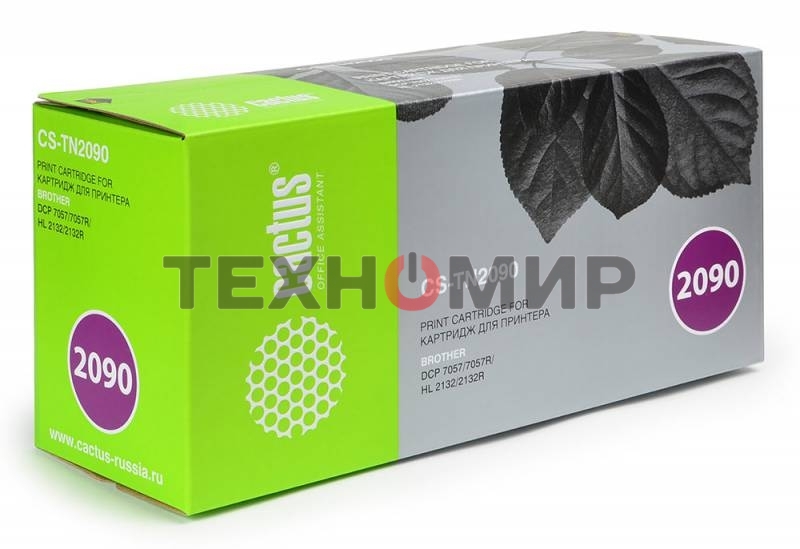 Картридж лазерный Cactus CS-TN2090 черный (1000 стр.) для Brother HL-2130R/DCP-7057