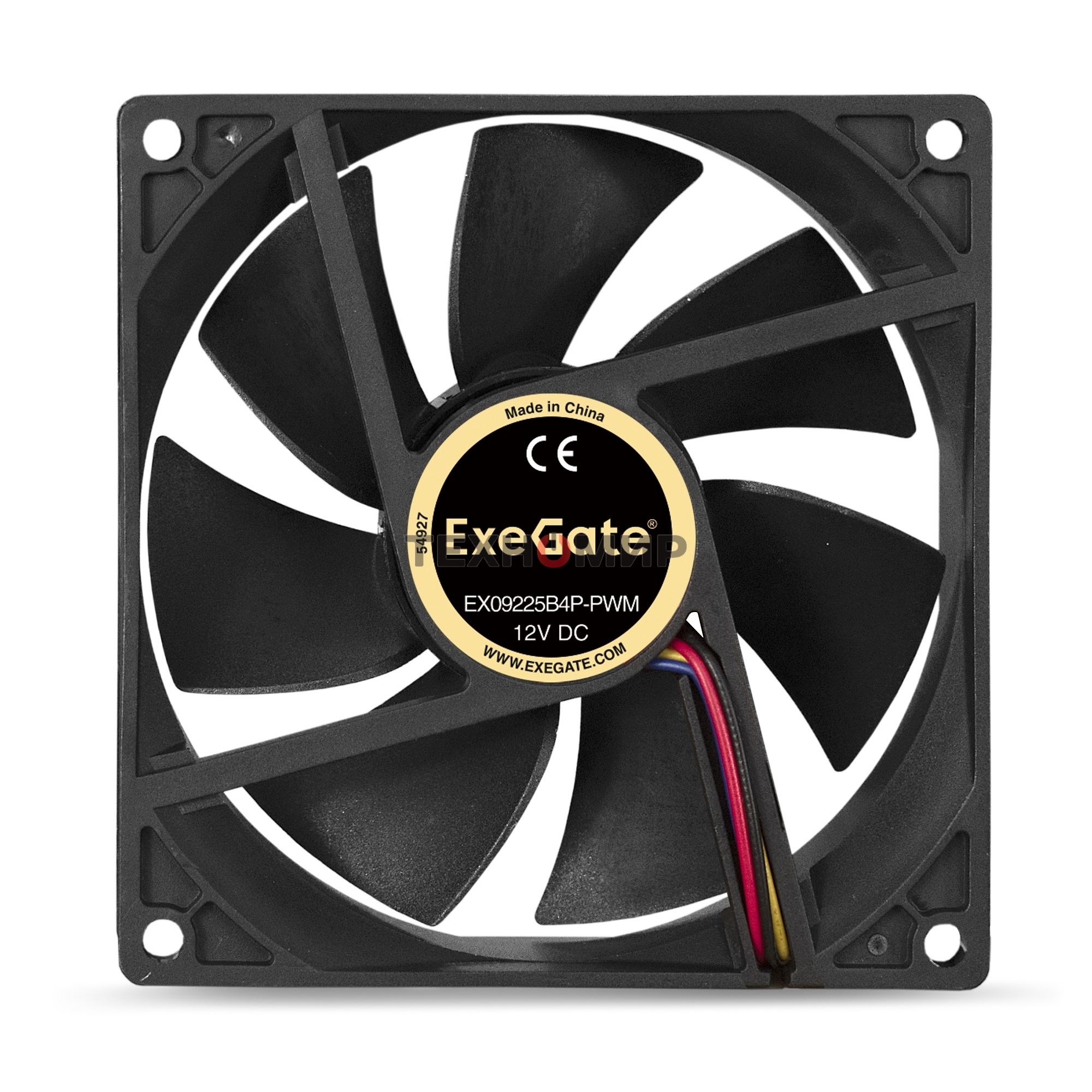 Вентилятор для корпуса ExeGate EX09225B4P-PWM черный, 92 мм, 2200 об/мин, 28 дБ, 4 pin