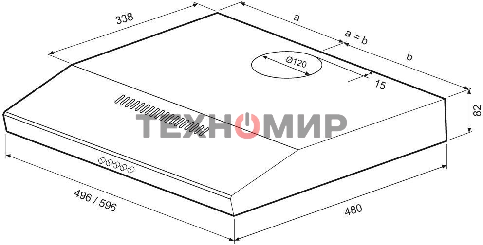 Вытяжка подвесная KRONA ERMINA 600 белый PB белая, 59.6 см, 455 куб. м/ч, 42 дБ