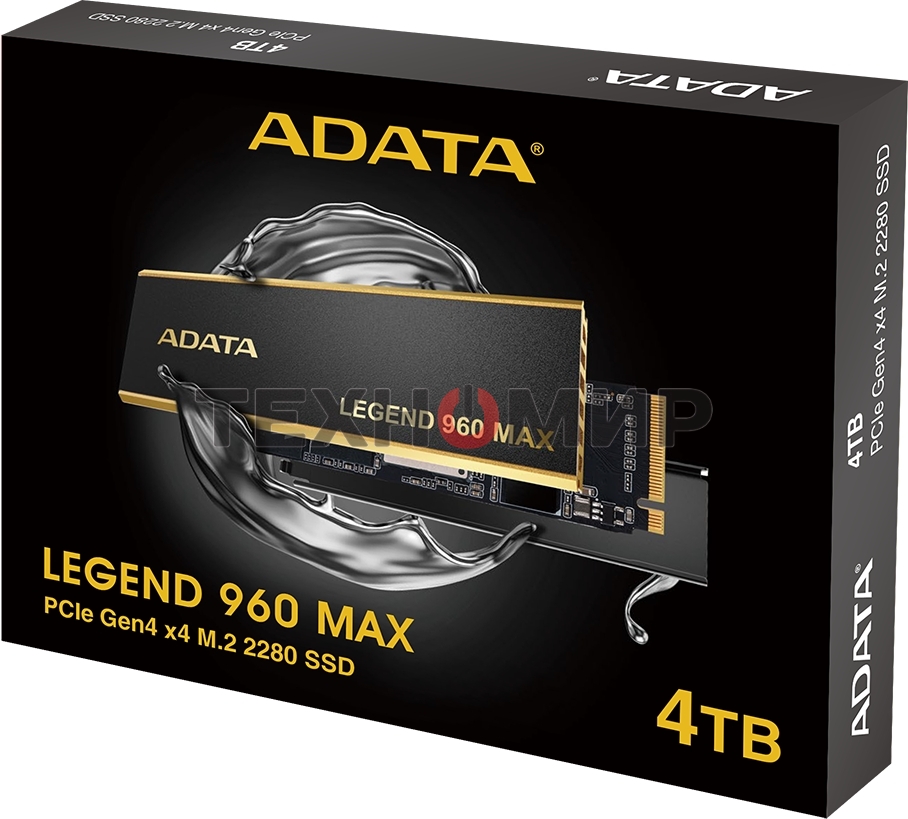 Накопитель SSD ADATA LEGEND 960 MAX, 4Tb, M.2 2280, PCIe 4.0 x4, NVMe, R/W 7400/6800, с радиатором