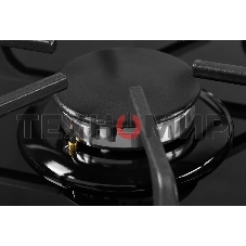 Газовая варочная панель Kuppersberg FG 62 B Газовая варочная панель, закаленное стекло, ширина 60 см, 4 газовые конфорки, WOK конфорка(3,8 кВт), автоподжиг, газ-контроль, чугунные решетки, черный