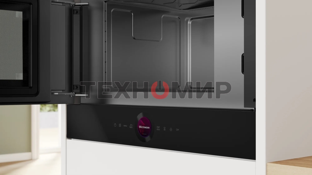 Микроволновая печь встраиваемая Bosch BFL9221B1 черный, 21 л, 900 Вт, переключатели - сенсор/поворотный механизм