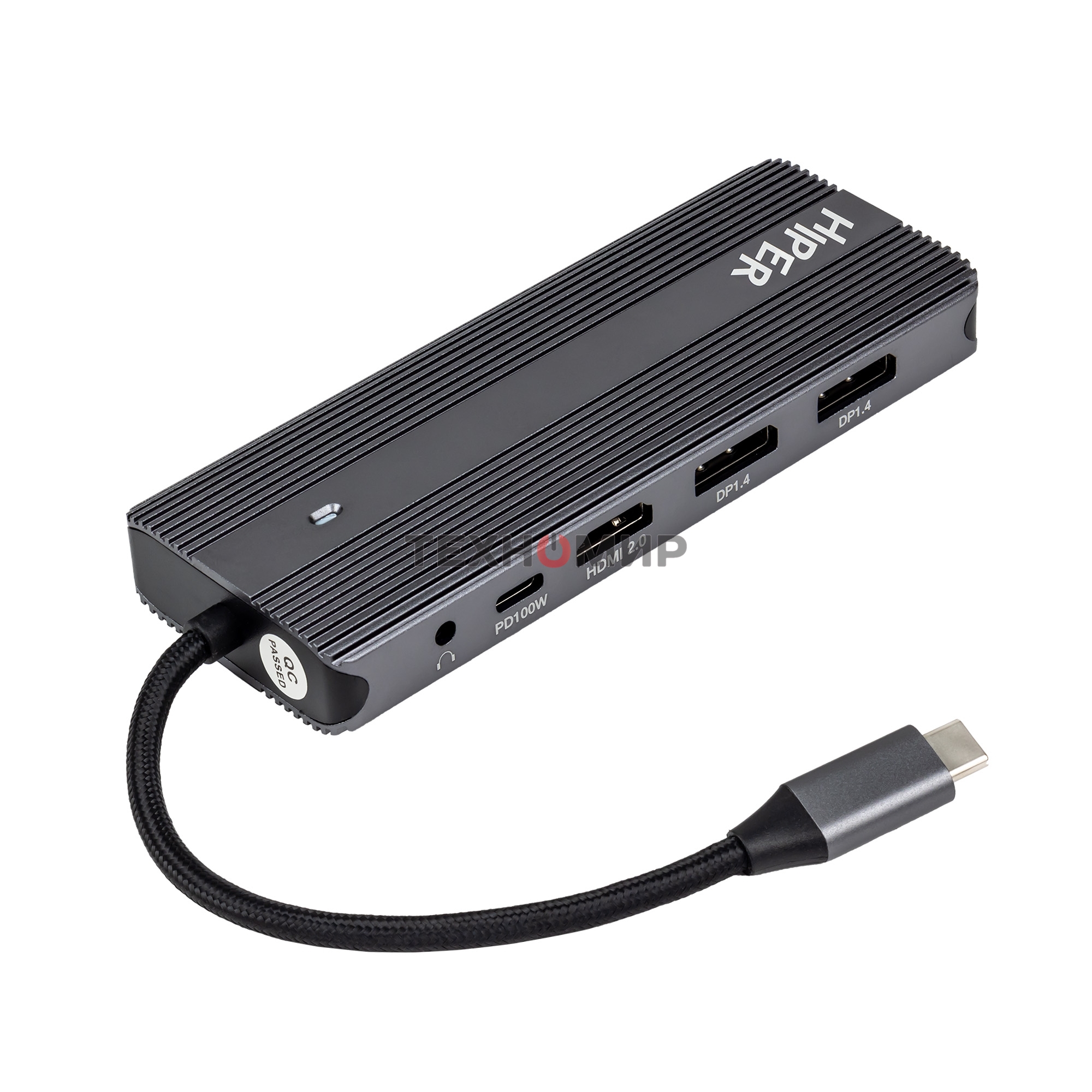 USB-концентратор HIPER Docking station USB-C HUB 11in1 (1*USB-C 100W PD, 1*HDMI 4K@60Hz, 2*DP 4K@60Hz, 2*USB-A 3.0 (5Gbps data), 1*USB-C 3.0 (5Gbps data), 1*microSD, 1*SD, 1*3.5мм audio, 1*RJ45 GB)