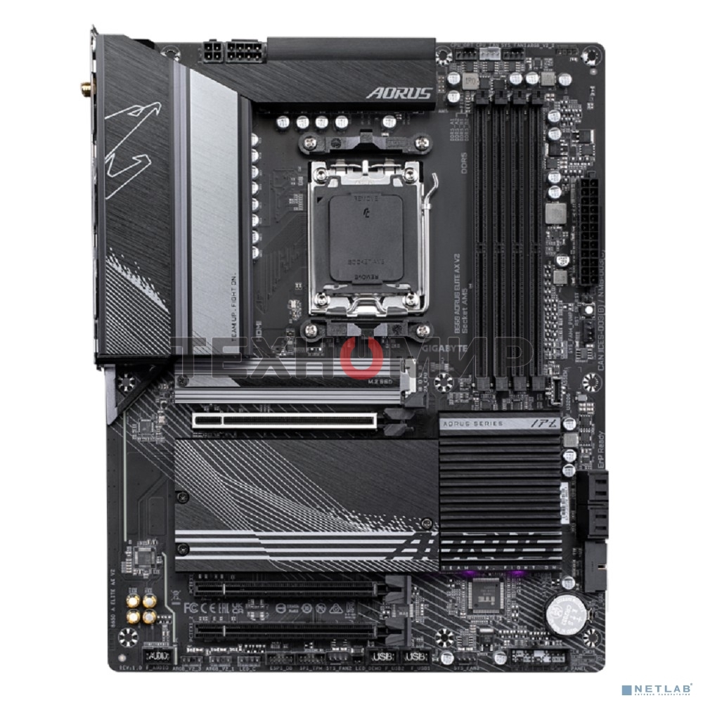 Материнская плата GIGABYTE B650 AORUS ELITE AX V2, AM5, AMD B650, 4xDDR5, 4xSATA, 3xM.2, 1xPCI-E 4.0 x16, 1xHDMI, 1xDP, 1xUSB-C 3.2 Gen 2, 5xUSB-A 3.2 Gen 1, 2xUSB-A 3.2 Gen 2, 4xUSB-A 2.0, 1x 2.5Gb LAN, 3x3.5 мм, 7.1, ATX