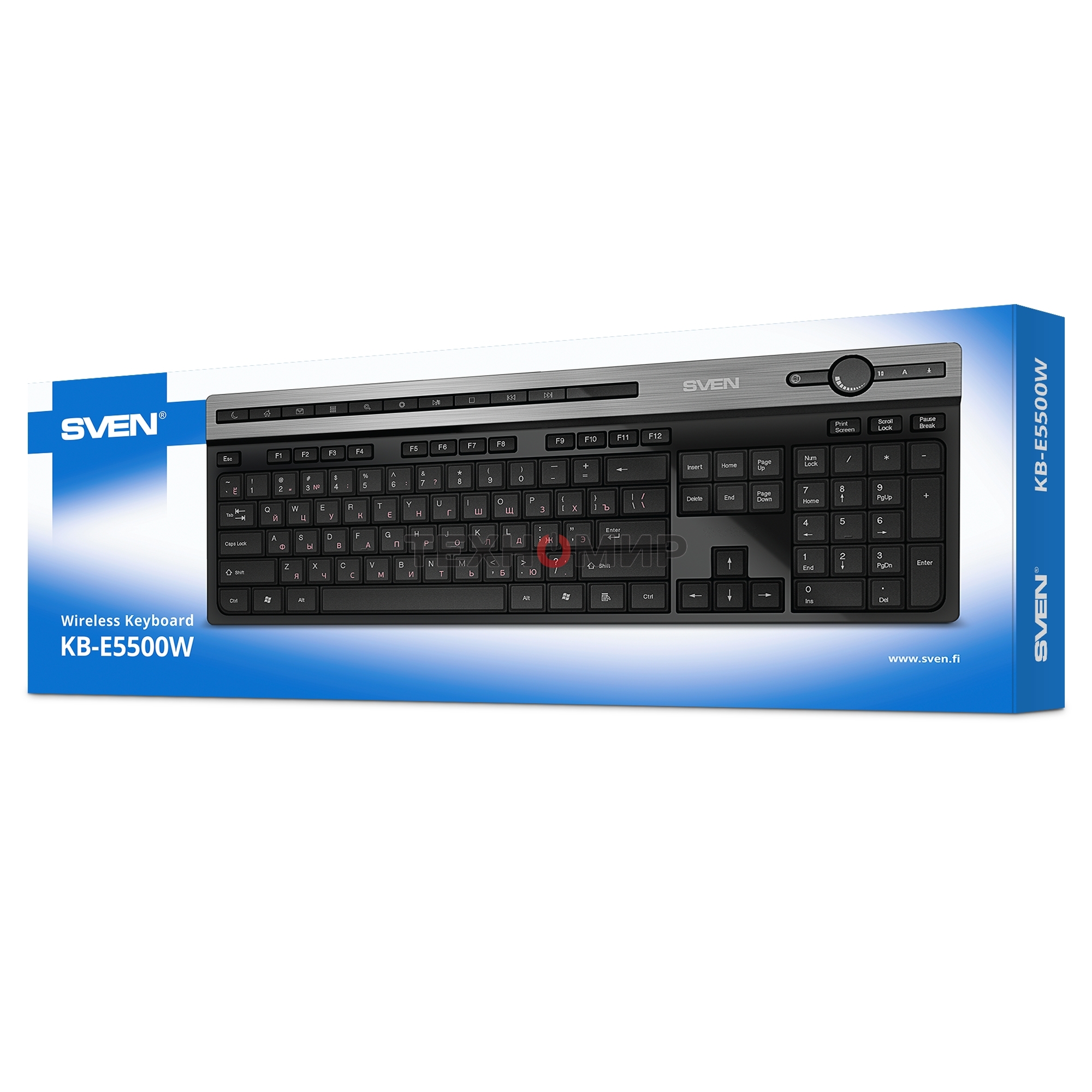 Клавиатура Sven KB-E5500W беспроводная, радиоканал, чёрный