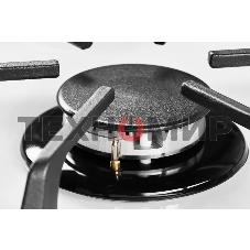 Газовая варочная панель Kuppersberg FG 62 W Газовая варочная панель, закаленное стекло, ширина 60 см, 4 газовые конфорки, WOK конфорка(3,8 кВт), автоподжиг, газ-контроль, чугунные решетки, белый