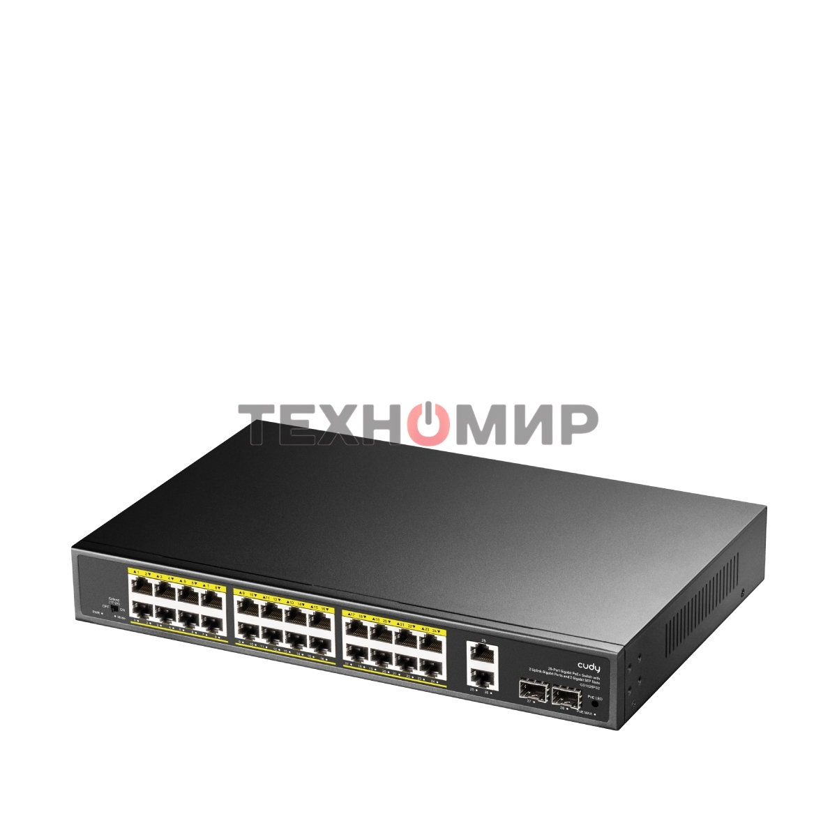 Коммутатор Cudy GS1026PS2, (L2) 26x1 Гбит/с 2xКомбо(1000BASE-T/SFP), 2SFP, 24PoE, 300W, неуправляемый