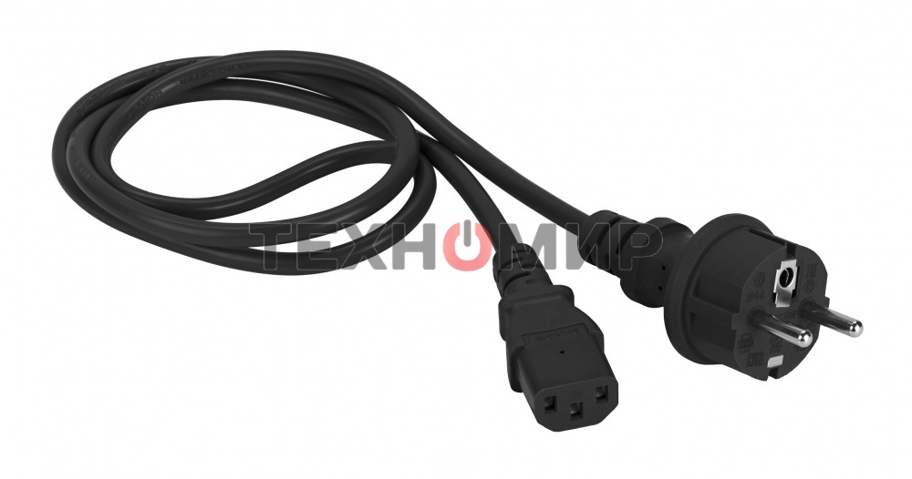 Шнур питания Lanmaster C13-Schuko, 3х0.75, 220В, 10А, черный, 1.8 метра