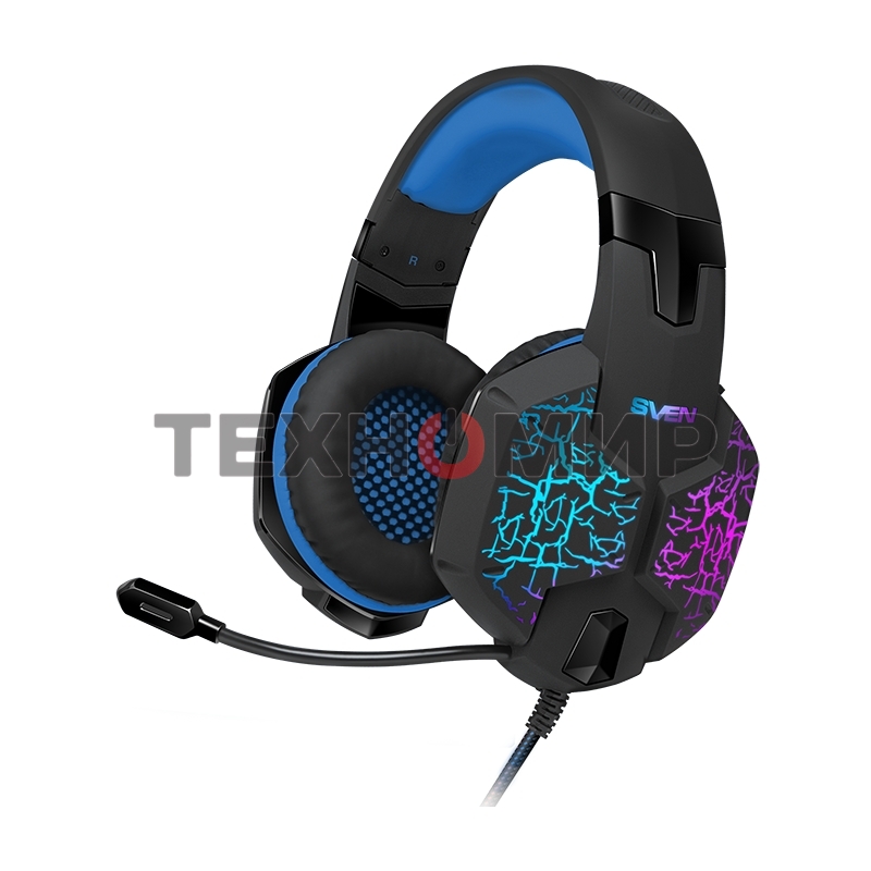 Гарнитура проводная SVEN AP-U980MV, черный-синий (USB, LED, 7.1, 2.2m)