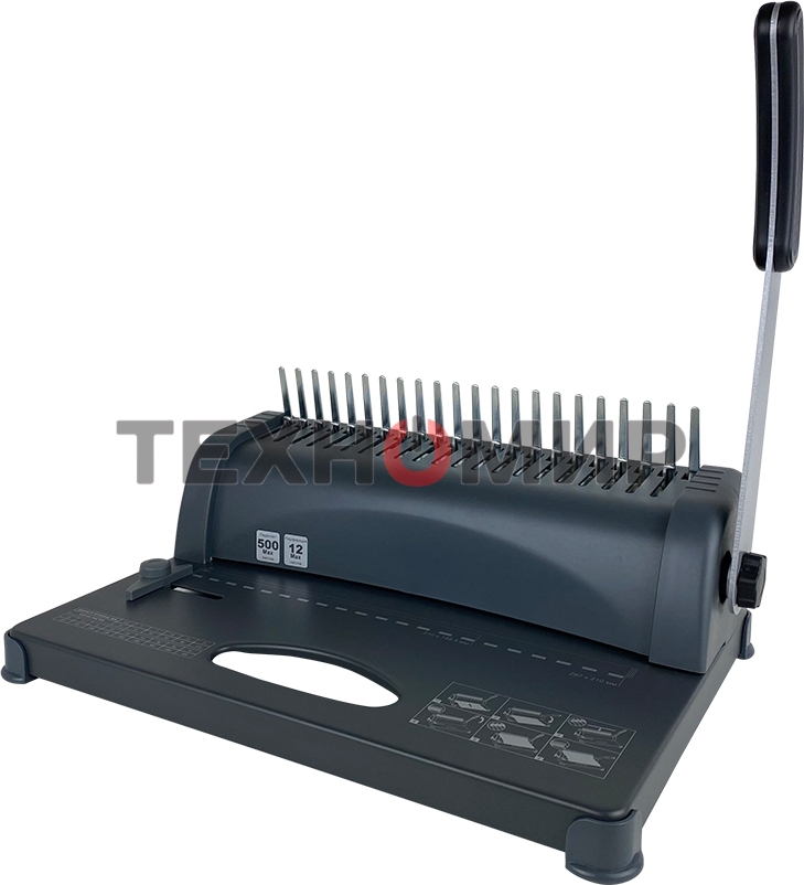 Переплетчик ГЕЛЕОС БП-12 на пластиковую пружину, А4, ручная перфорация 12 листов, переплет макс до 500 л., глубина перфорации 3,5-5,5 мм