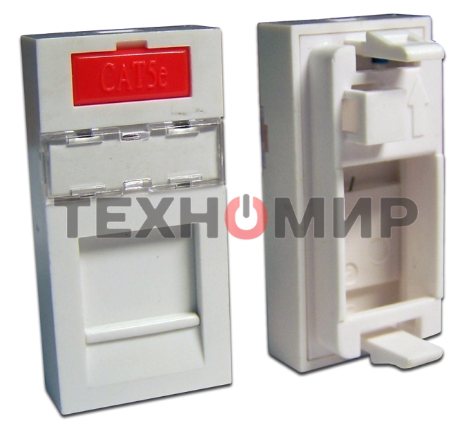 Вставка 22.5x45 на 1 кейстоун, со шторкой, маркировкой и иконкой, белая