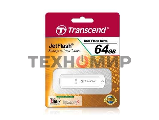 Флешка USB Transcend JetFlash 370 (TS64GJF370), 64Gb, USB 2.0, R/W 25/10, белый