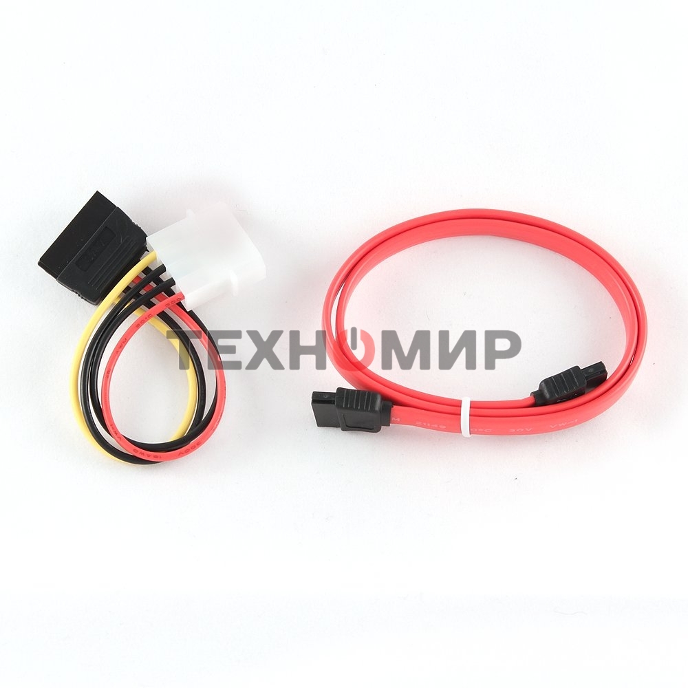 Кабель Gembird/Cablexpert SATA интерфейсный (48 см) 7pin/7pin и питания (15 см) 4pin/15pin
