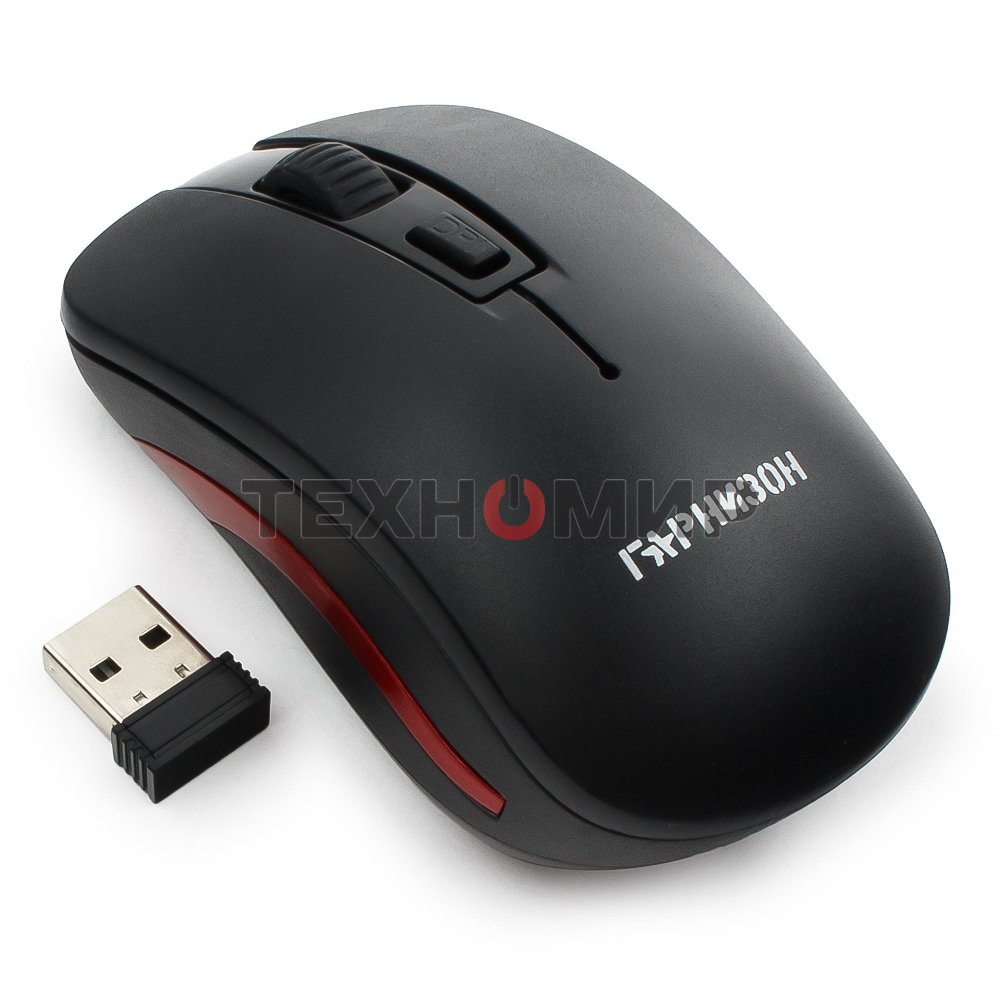 Мышь беспроводная Гарнизон GMW-420 черный, 1600 dpi, радиоканал, USB, кнопки - 4