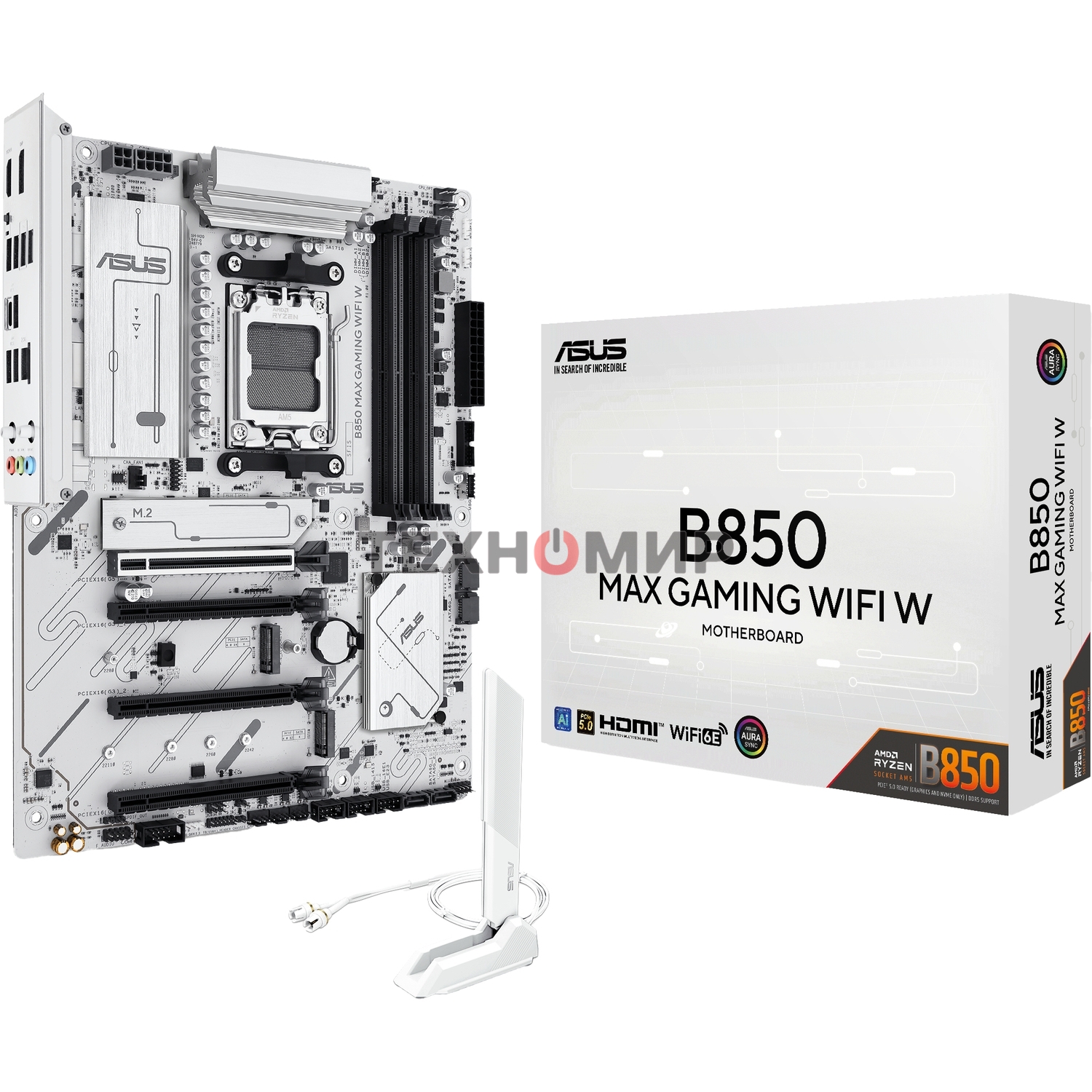 Материнская плата ASUS B850 MAX GAMING WIFI W, AM5, AMD B850, 4xDDR5, 4xSATA, 3xM.2, 1xPCIe 5.0 x16, 1xPCIe 4.0 x4, 2xPCIe 3.0 x1, 1xDisplayPort, 1xHDMI, 1x2.5Gb LAN, Wi-Fi 6E, Bluetooth 5.3, 1xUSB-C 10Gbps, 3xUSB-A 10Gbps, 2xUSB-A 5Gbps, 2xUSB-A 2.0, 3x3
