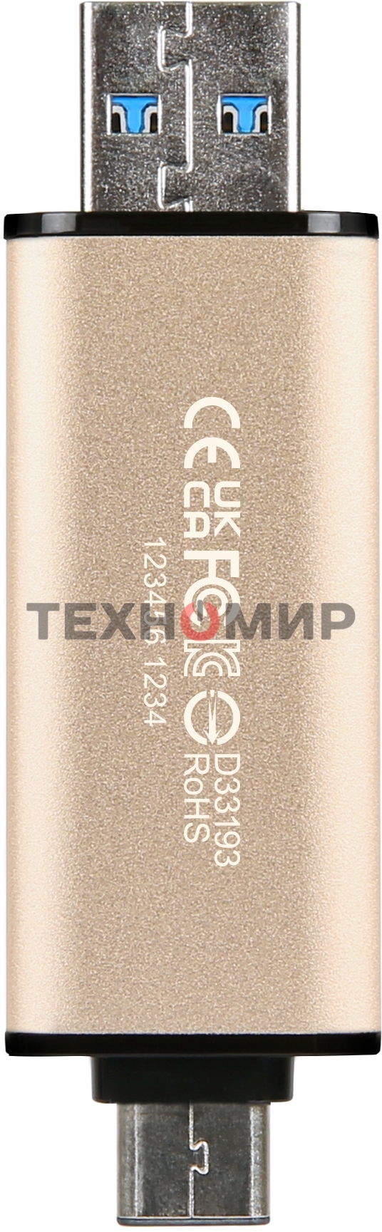 Флешка USB Transcend JETFLASH 930C (TS512GJF930C), 512Gb, USB 3.2 Type-C/Type-A, R/W 420/400, золотистый