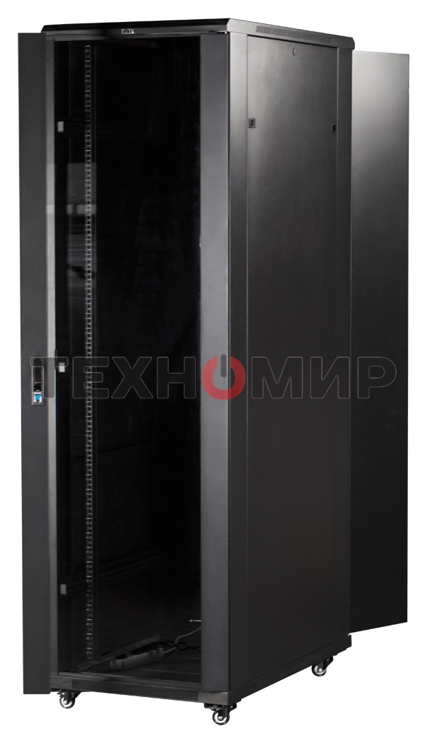 Шкаф коммутационный Lanmaster (TWT-CBB-42U-6X10-P1) 42U 600x1000 мм пер. дв. перфор. задн. дв. перфор. 2-хст. 2 бок. пан. 800 кг черный IP20