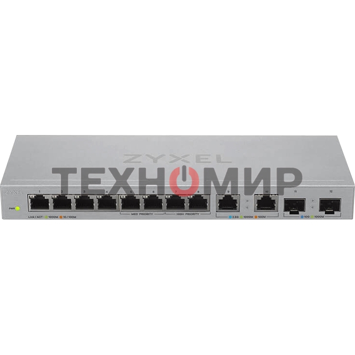 Коммутатор Zyxel XGS1010-12-ZZ0102F 8x1 Гбит/с 2x2.5 Гбит/с 2SFP+ неуправляемый