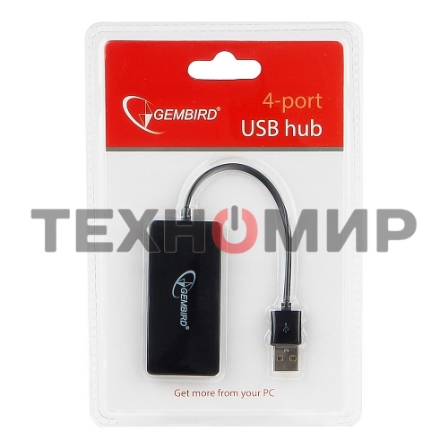 Концентратор USB 2.0 Gembird UHB-U2P4-03, 4 порта, блистер