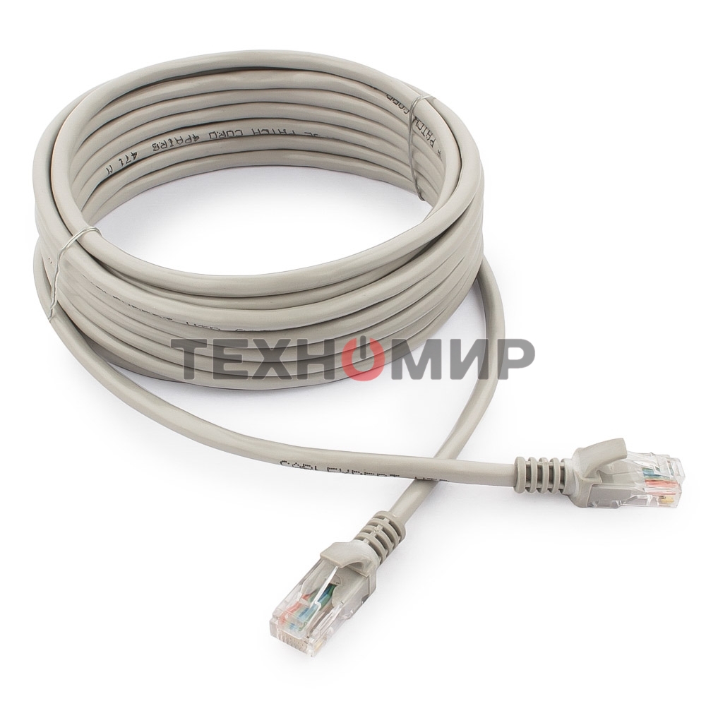 Патч-корд медный UTP Cablexpert PP10-5M cat.5, 5м, литой, многожильный, серый