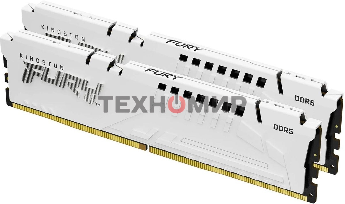 Оперативная память Kingston Fury Beast, DDR5, 64Gb (2x32GB), 5200MHz, CL40, DIMM, с радиаторами, белый