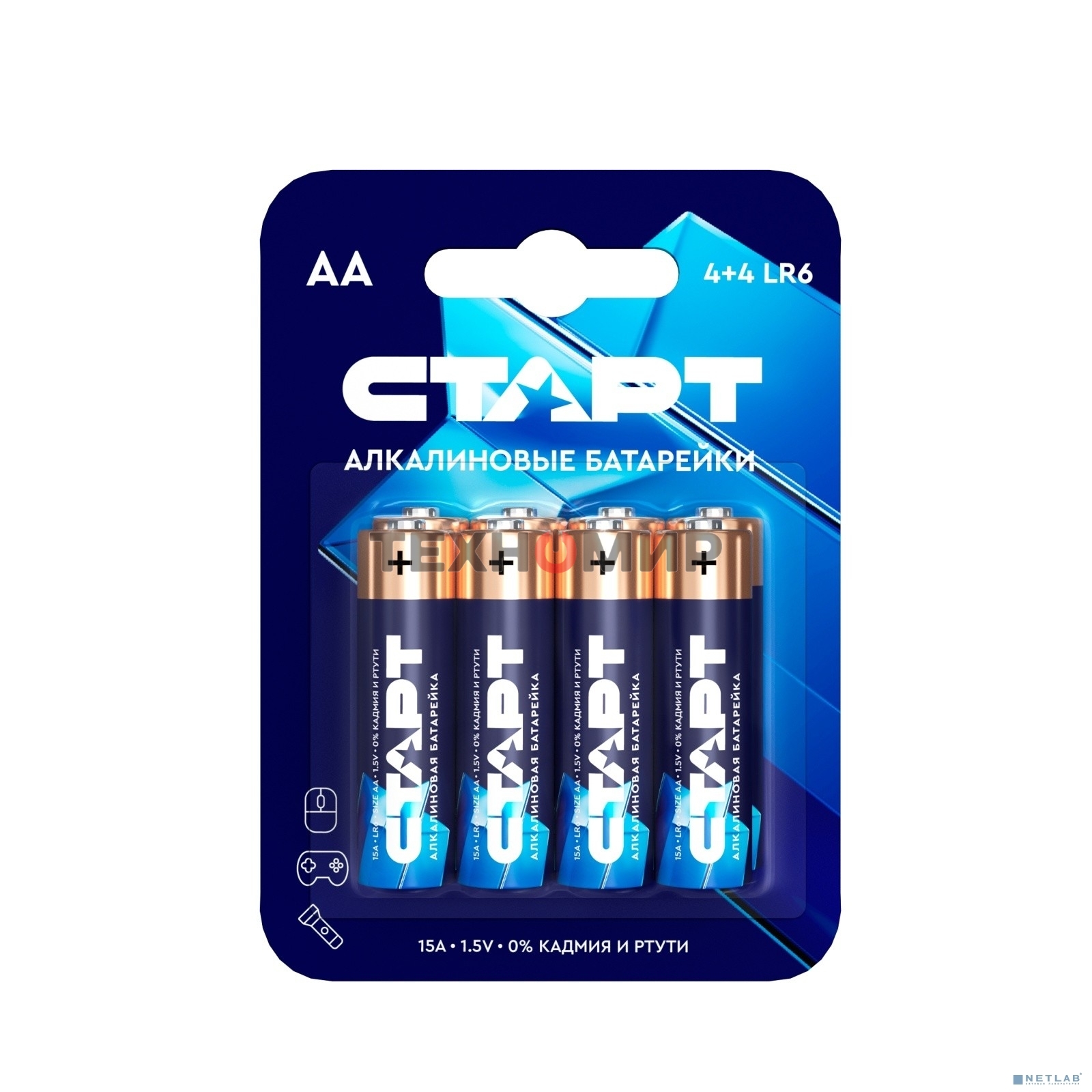 Батарейки СТАРТ LR6-BL8 BLUE 96/960, AA, 4+4 шт. на блистере