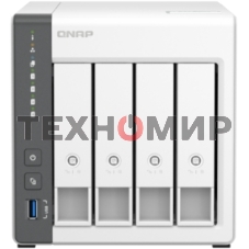 Сетевое хранилище SMB QNAP TS-433-4G NAS 4 HDD trays. ARM 4-core Cortex-A55 2.0GHz, ram 4 Gb (max), 1x1GbE, 1x2.5GbE, 2xUSB 2.0 port,1xUSB 3.2 Gen 1