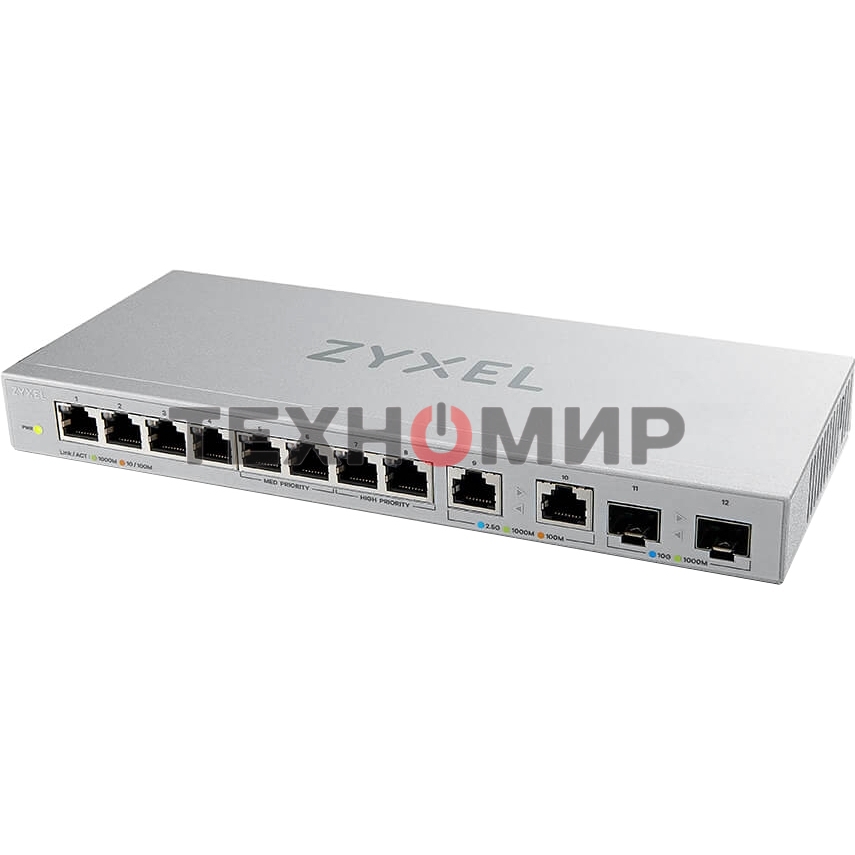 Коммутатор Zyxel XGS1010-12-ZZ0102F 8x1 Гбит/с 2x2.5 Гбит/с 2SFP+ неуправляемый