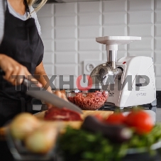 Мясорубка электрическая Аксион М35.04 белый, 1500 Вт, 1.7 кг/мин, реверс, защита от перегрузки, насадки - 4