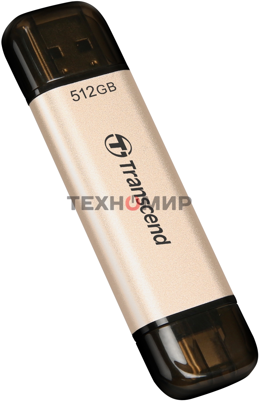 Флешка USB Transcend JETFLASH 930C (TS512GJF930C), 512Gb, USB 3.2 Type-C/Type-A, R/W 420/400, золотистый