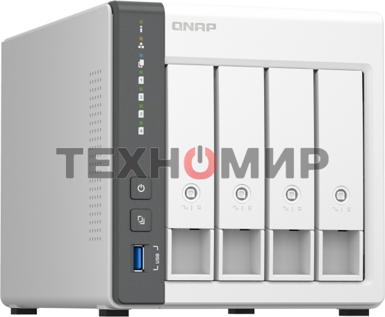 Сетевое хранилище SMB QNAP TS-433-4G NAS 4 HDD trays. ARM 4-core Cortex-A55 2.0GHz, ram 4 Gb (max), 1x1GbE, 1x2.5GbE, 2xUSB 2.0 port,1xUSB 3.2 Gen 1