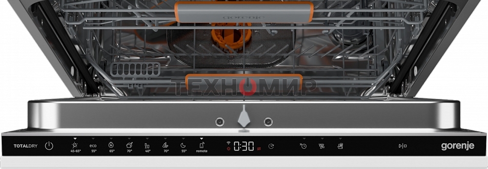 Посудомоечная машина встраиваемая Gorenje GV673B65 16 комплектов, 3 корзины, инверторный мотор, отсрочка старта, Wi-Fi управление, сенсорное управление, полный AquaStop, сенсор уровня воды, энергоэффективность А+++, уровень шума 42 дБ, белый