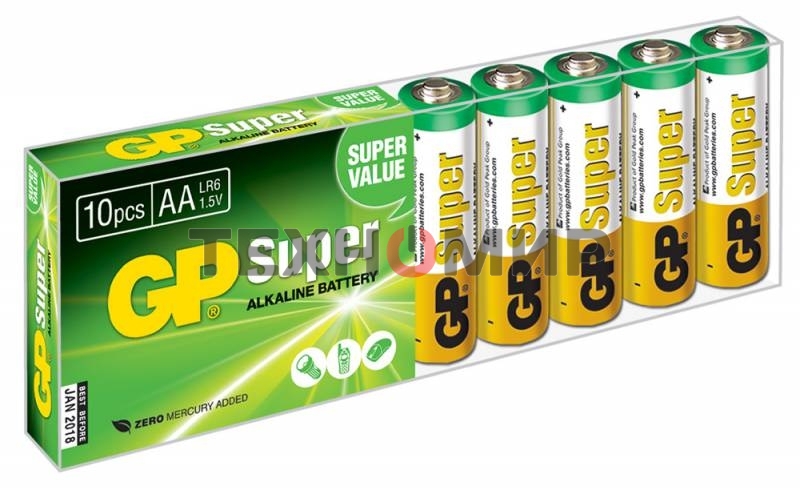 Батарея GP Super Alkaline 15AA21-2CRSWC10 AA (10шт) спайка