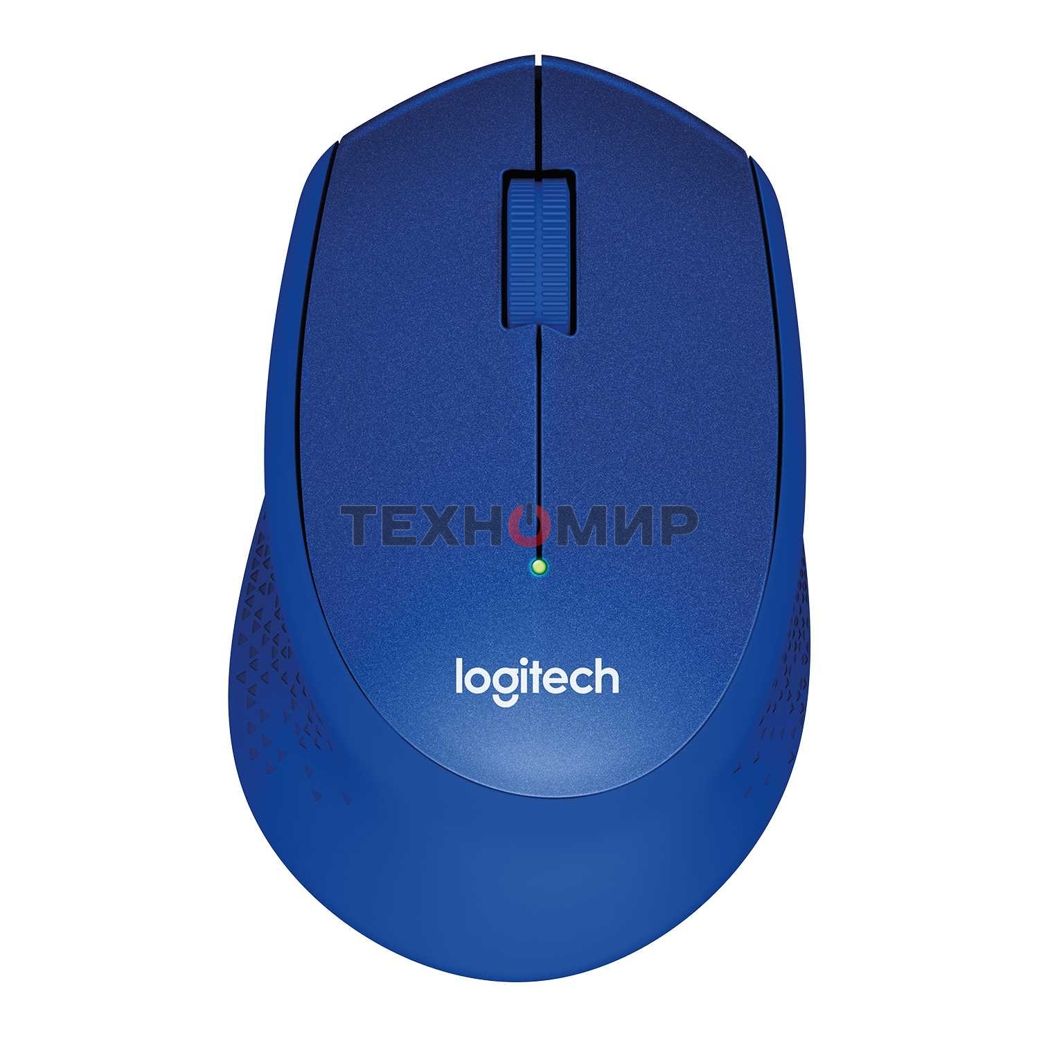 Мышь беспроводная Logitech M330 SILENT PLUS синий, 1000 dpi, радиоканал, USB, кнопки - 3