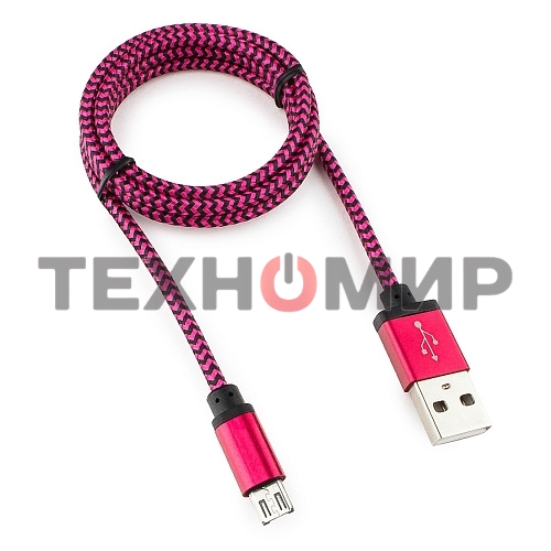 Кабель Gembird USB 2.0 Cablexpert AM/microBM 5P, 1м, нейлоновая оплетка, алюминиевые разъемы, фиолетовый, пакет