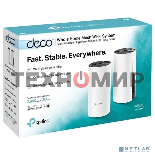 Роутер беспроводной TP-Link DECO M4 (DECO M4(2-PACK)) AC1200 10/100/1000BASE-TX (упак.:2шт)