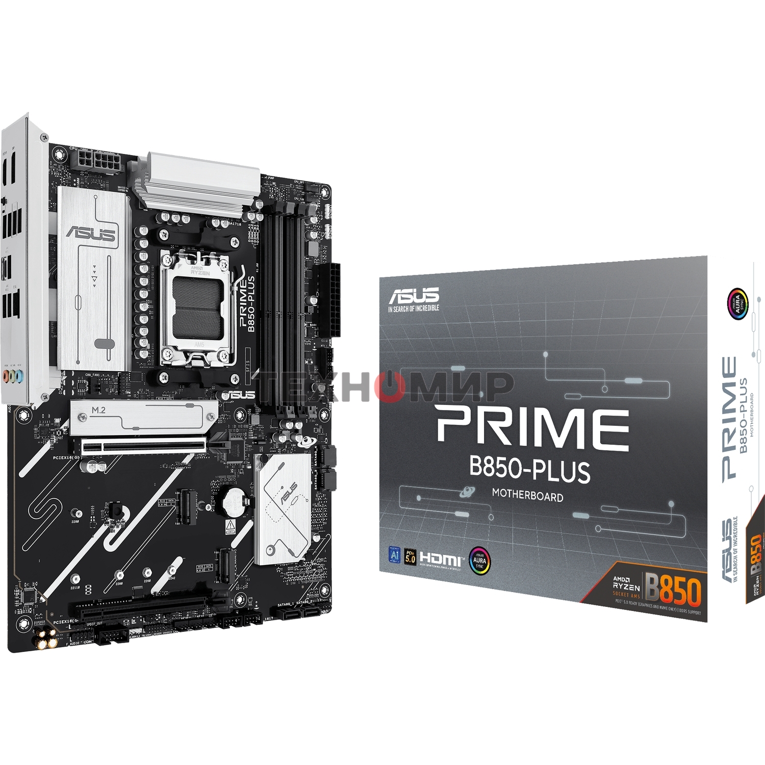 Материнская плата ASUS PRIME B850-PLUS, AM5, AMD B850, 4xDDR5, 4xSATA, 3xM.2, 1xPCIe 5.0 x16, 1xPCIe 4.0 x16, 1xDP, 1xHDMI, 1x2.5Gb LAN, 4xUSB-A 10Gbps, 1xUSB-C 10Gbps, 2xUSB-A 5Gbps, 2xUSB-A 2.0, 3x3.5 мм, 7.1, ATX