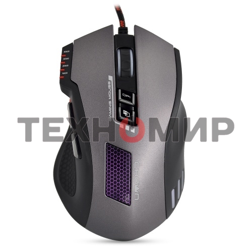 Мышь проводная Crown Gaming CMXG-711 черный, 4000 dpi, USB, кнопки - 8